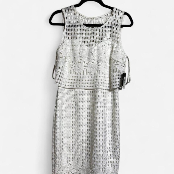 Guess White Lace Overlay Midi Dress NWT Size 8 - Picture 1 of 8
